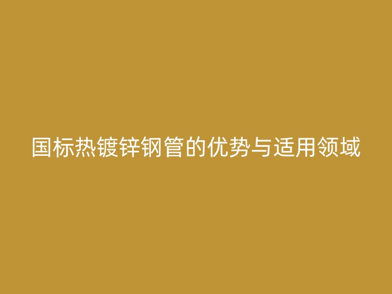 國標熱鍍鋅鋼管的優勢與適用領域